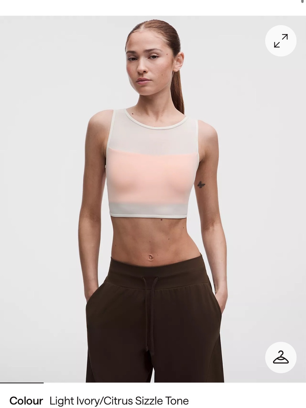 Lululemon Light Ivory & Citrus Sizzle Crop Tank